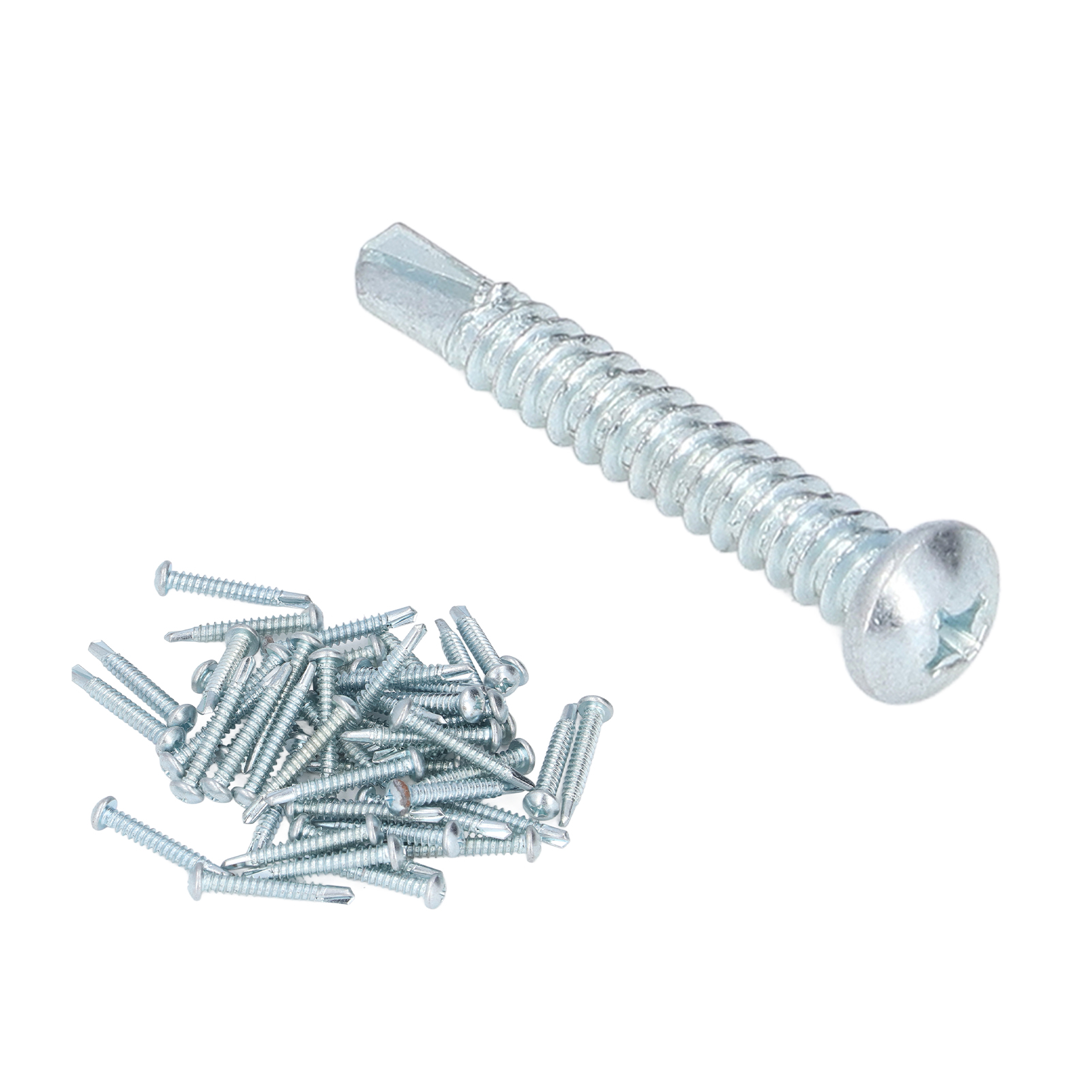 Selbstbohrende Holzschrauben Mit Rundkopf, Packung Mit 50 Stück, Kohlenstoffstahl 4,8 X 32 Mm, Befestigungsschrauben Für Reparaturen, Kreuzkopf.