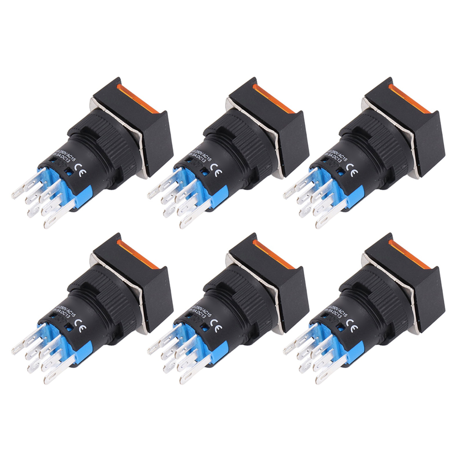 16 Mm Quadratischer Drucktaster, 12 V, Leuchtend Gelb, 25er-packung Abs-messing-8-polige Verriegelungsschalter, Selbsthaltend Mit Led-anzeige
