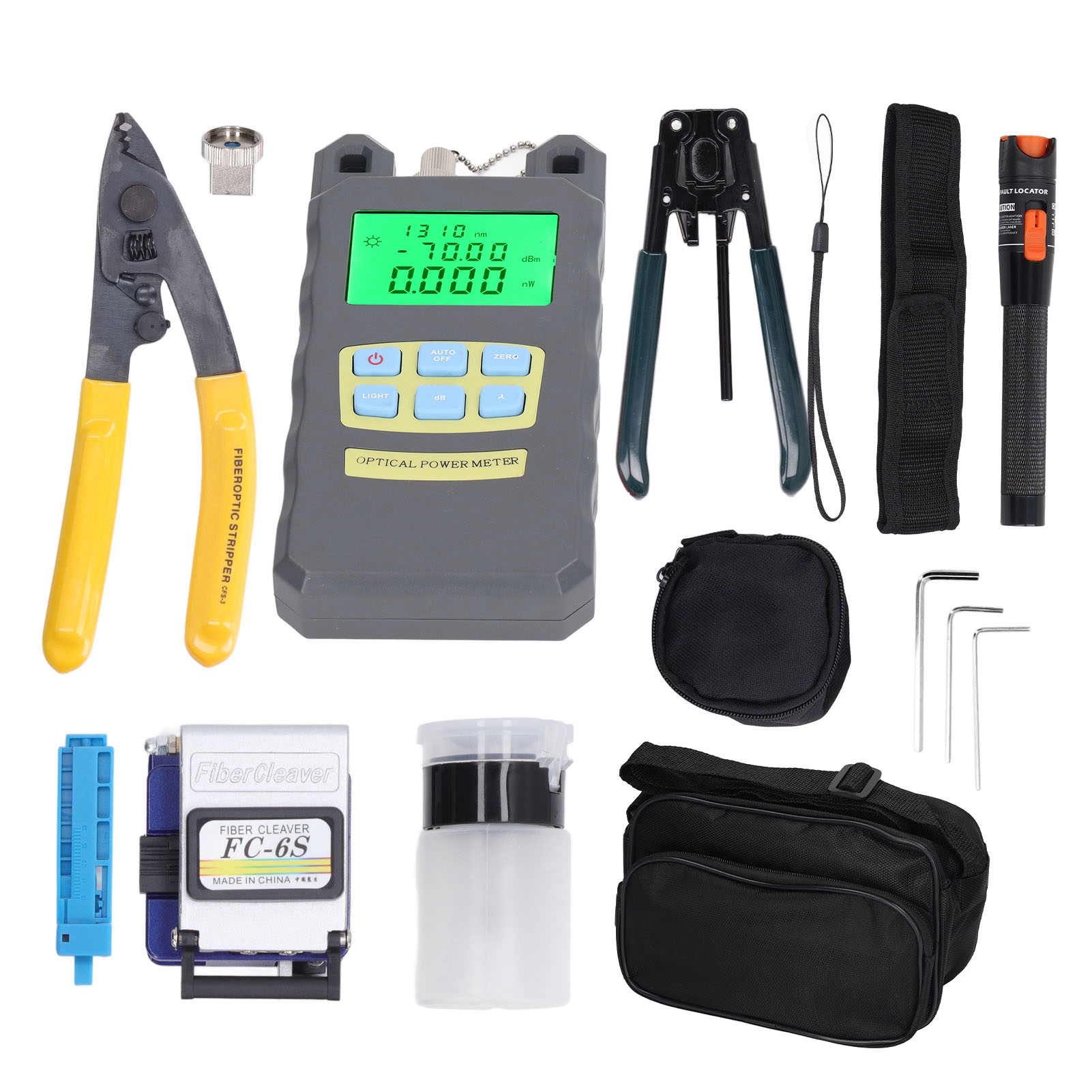 15-teiliges Glasfaser-werkzeugset, 3-in-1, 2,5-mm-brechzange, Opm-tester, Vfl Ftth, Profi-set