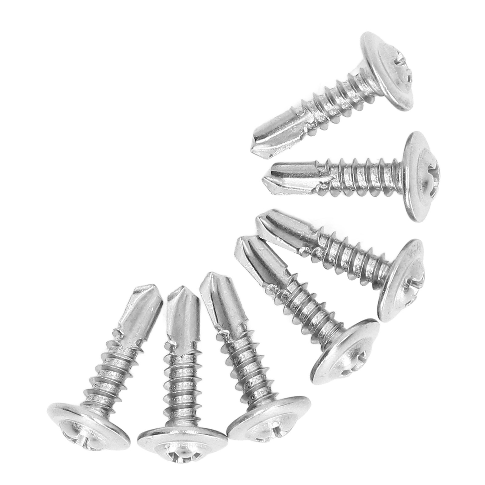 Selbstbohrende Maschinenschrauben Aus Edelstahl 410, Flachkopf Mit Unterlegscheibe, Für Den Maschinenbau, 4,8 X 19 Mm, 100er-packung