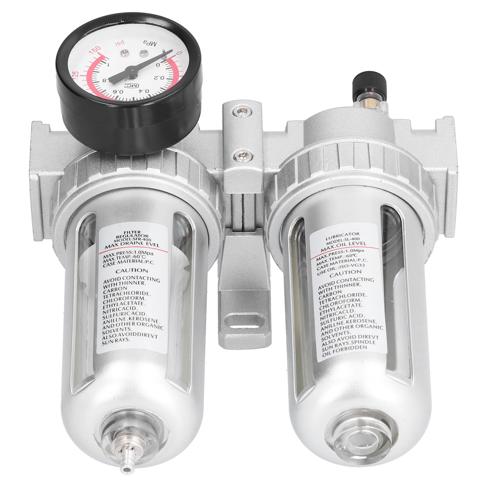 Druckregler Mit Luftfilter, Öl-wasser-abscheider Aus Aluminium, Integriertem Manometer, Sfc400-kit Für Industrielle Pneumatische Maschinen