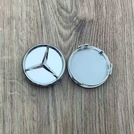 Satz Mit 4 Radnabenkappen (60 Mm) Für Mercedes Ce-klasse Glk Glc Cls Ml Abr, 75 Dreieckiges Radnabenemblem Im New Design, 4 Stück, Silver Farben