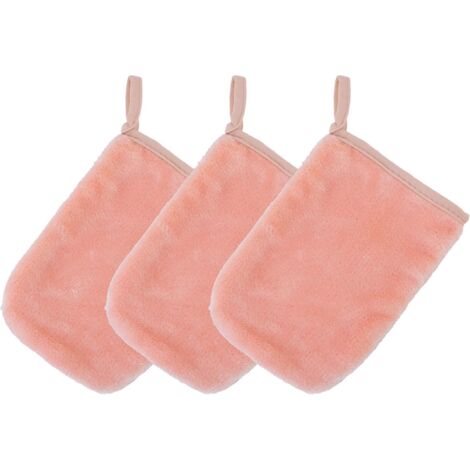 (13 X 9 Cm, 3 Handschuhe, Rosa) Premium-mikrofasertücher Zum Abschminken – Gesichtspflege – Weich/hypoallergen/chemikalienfrei