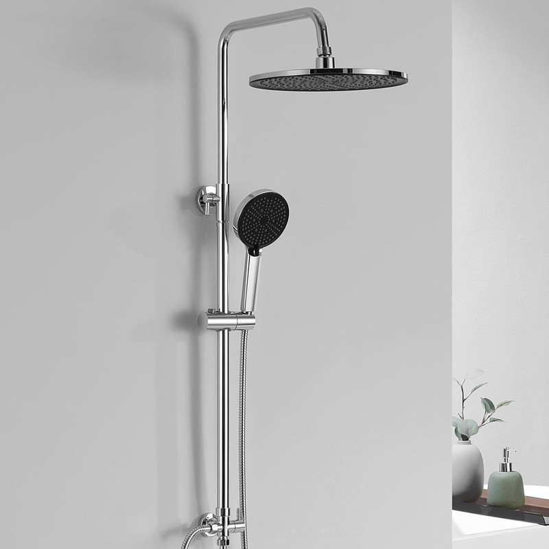 Auralum Max Regendusche Ohne Armatur, Edelstahl Duschsystem Mit Messing-wasserteiler, Ø250mm Überkopfbrause Duschset, Badezimmer Dusche Komplett Set, Duschgarnitur Mit Regendusche, Chrom