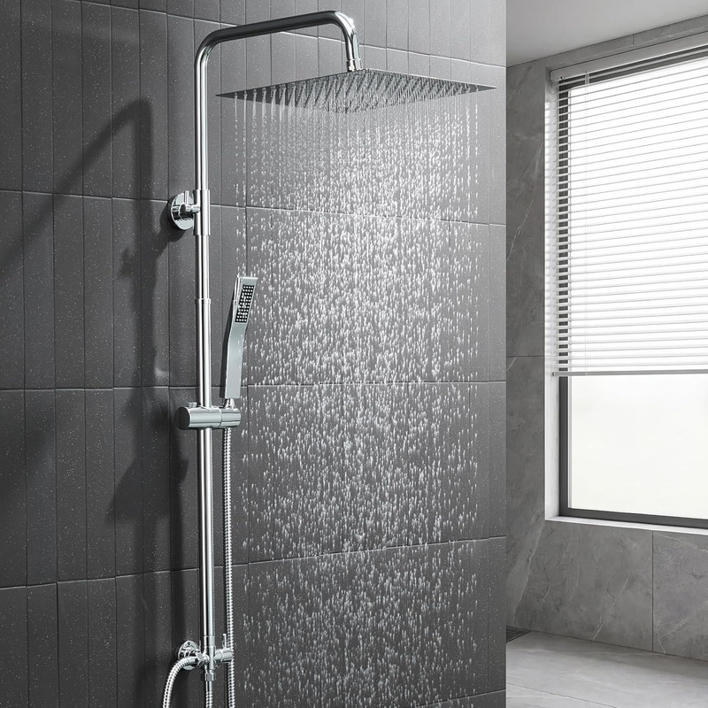 Auralum Max Edelstahl Regendusche Ohne Armatur,regenduschkopf 30x30cm,duschsystem Mit Höhenverstellbar Duschstange,edelstahl Handbrause,messing-umschaltventil,vorhandene Bohrlöcher,duschset Chrom