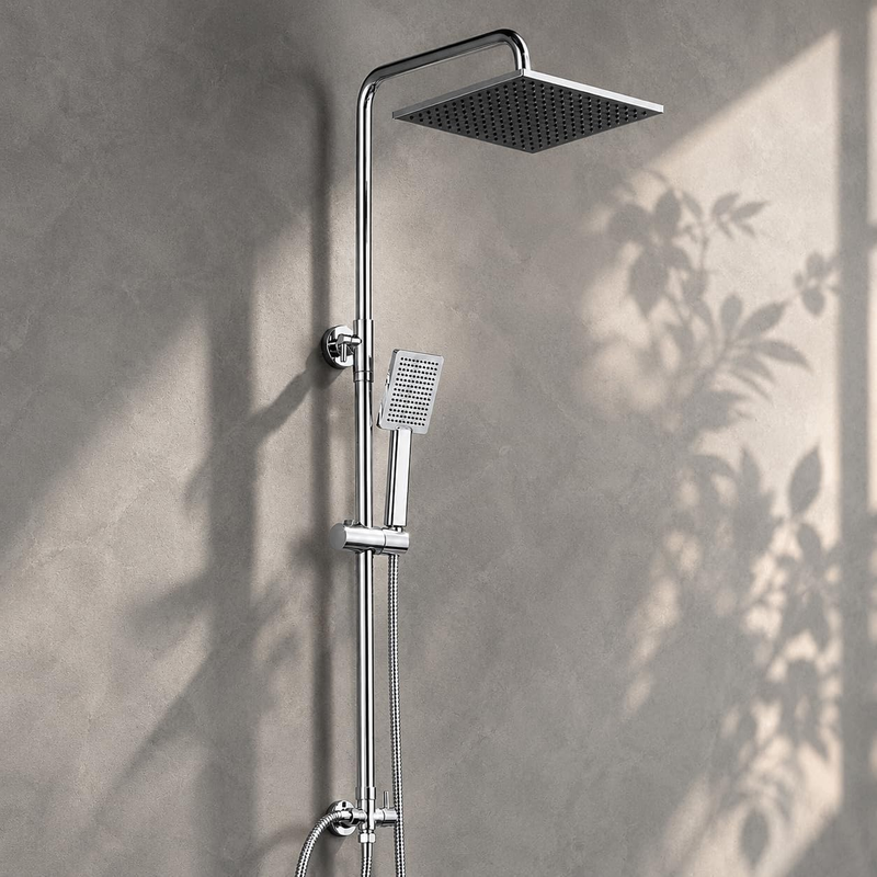 Auralum Max Regendusche Ohne Armatur, Duschgarnitur Mit Regendusche Quadratischer Duschkopf 25cmx25cm, Regenwalddusche Höhenverstellbar Duschstange Von 74-109cm, Edelstahl Regendusche Ohne Duscharmatu