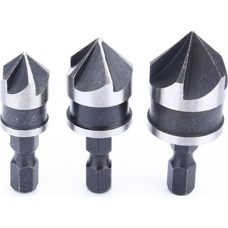 1/4-zoll-sechskant-bohrerset, 12/16/19 Mm, Für Holz Und Metall, Schnellwechselsystem, 3-teilig
