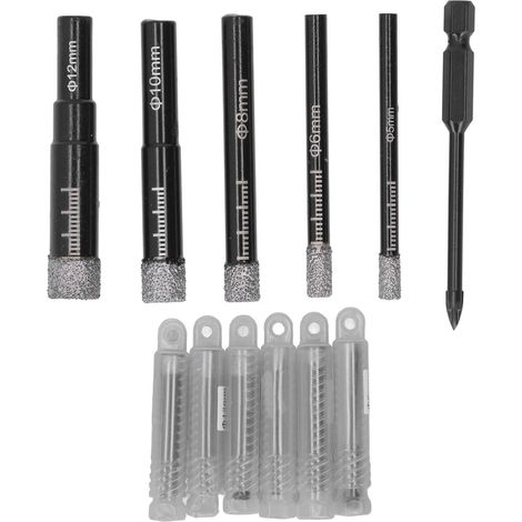 Diamantbohrer Für Fliesen Und Glas – 6 Stück (5 Mm Bis 12 Mm) Mit Universellem Rundschaft