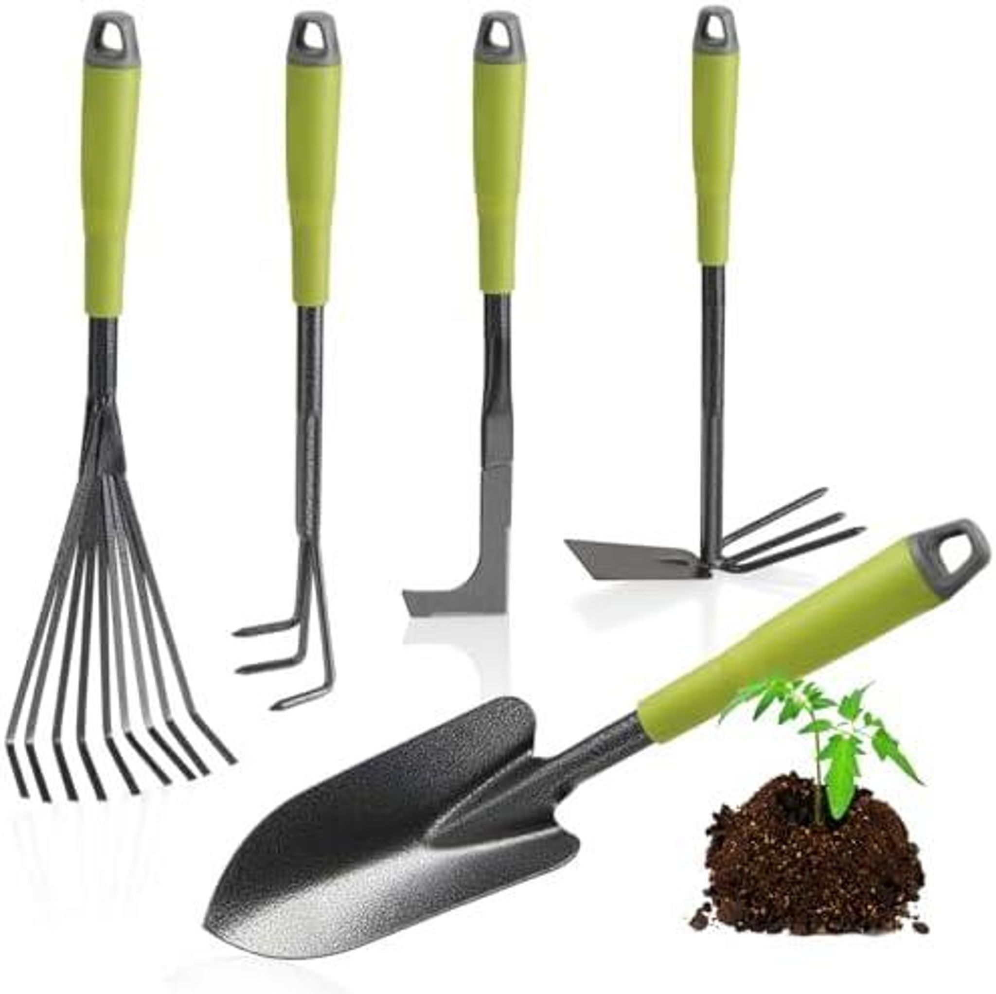 5-teiliges Garten-werkzeug-set - Gartenset Mit Doppelhacke, Kleingrubber, Fugenkratzer, Handrechen, Blumenkelle - Gartenwerkzeug Für Pflanzen Und Gartenarbeit
