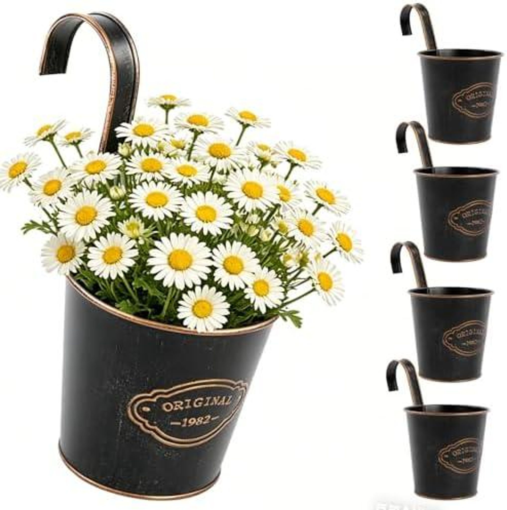 4er Set Hängetöpfe Balkon Mit Drainageloch, Blumentopf Hängend Hängender, Kleiner Hängender Pflanztopf Blumentopf Metall, Übertopf Hängend Blumentöpfe Zum Aufhängen Vintage