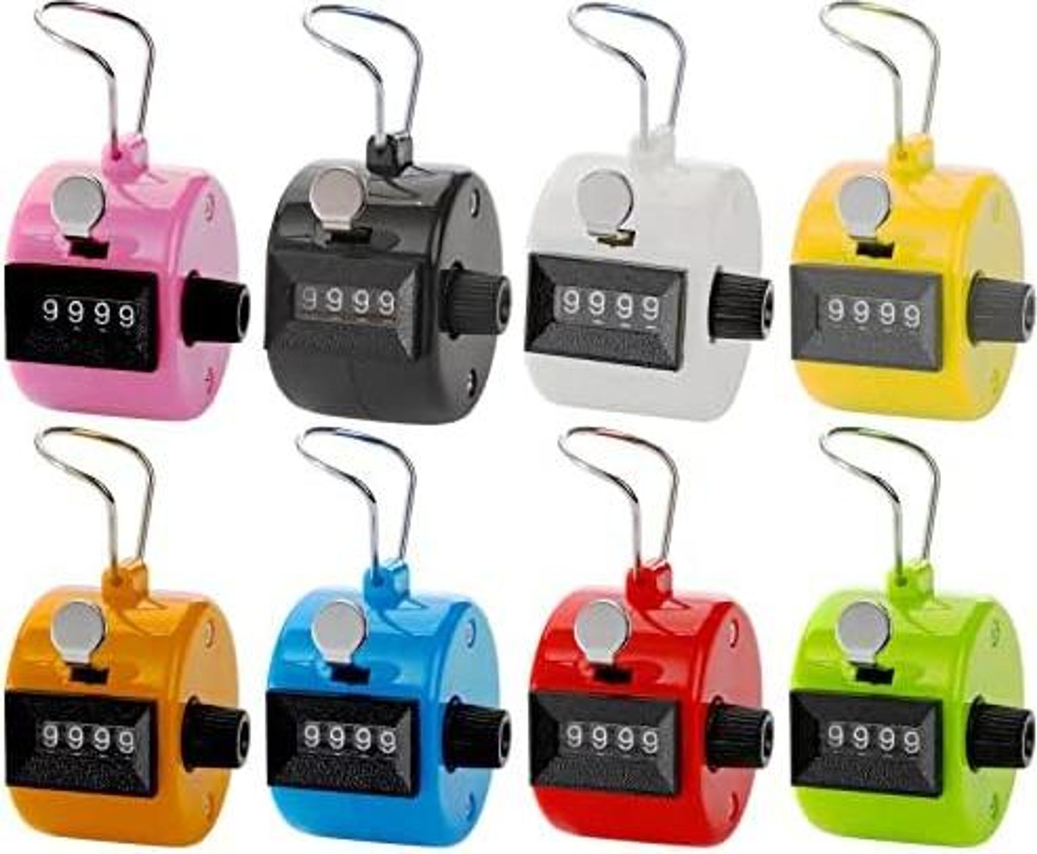 Tebery 8 Stück Farbe Hand Tally Zähler 4 Ziffern Mechanische Palm Click Zähler Zählen Clicker Assorted Farbe Hand Held Counter Clicker Für Sport/stadion