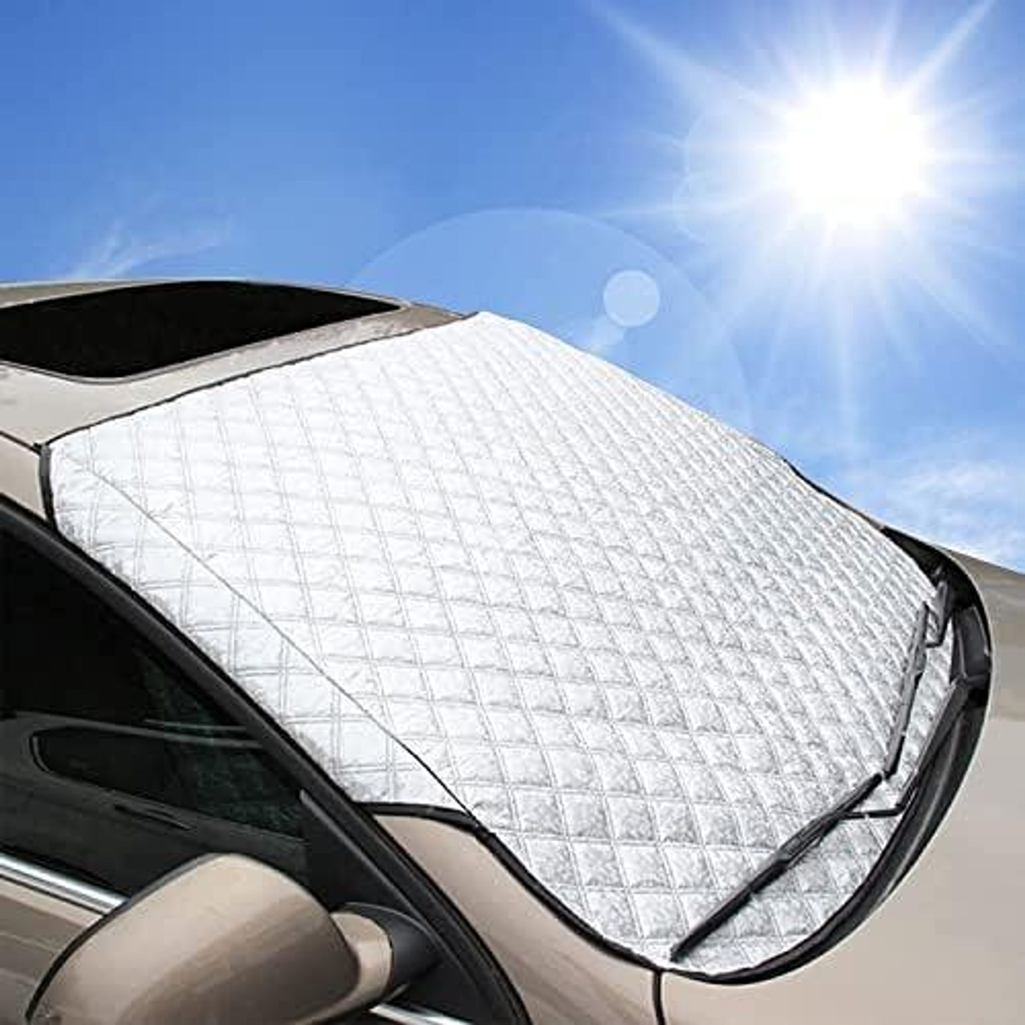 Auto Sonnenschutz Frontscheibe, Ultra-dick Und Ganzjährig Auto Frontscheibenabdeckung Windschutzscheiben Sonnenblende Wintergegen Schnee Eis Frost Sonne Uv Staub Wasserbeständig(140 X 90cm)