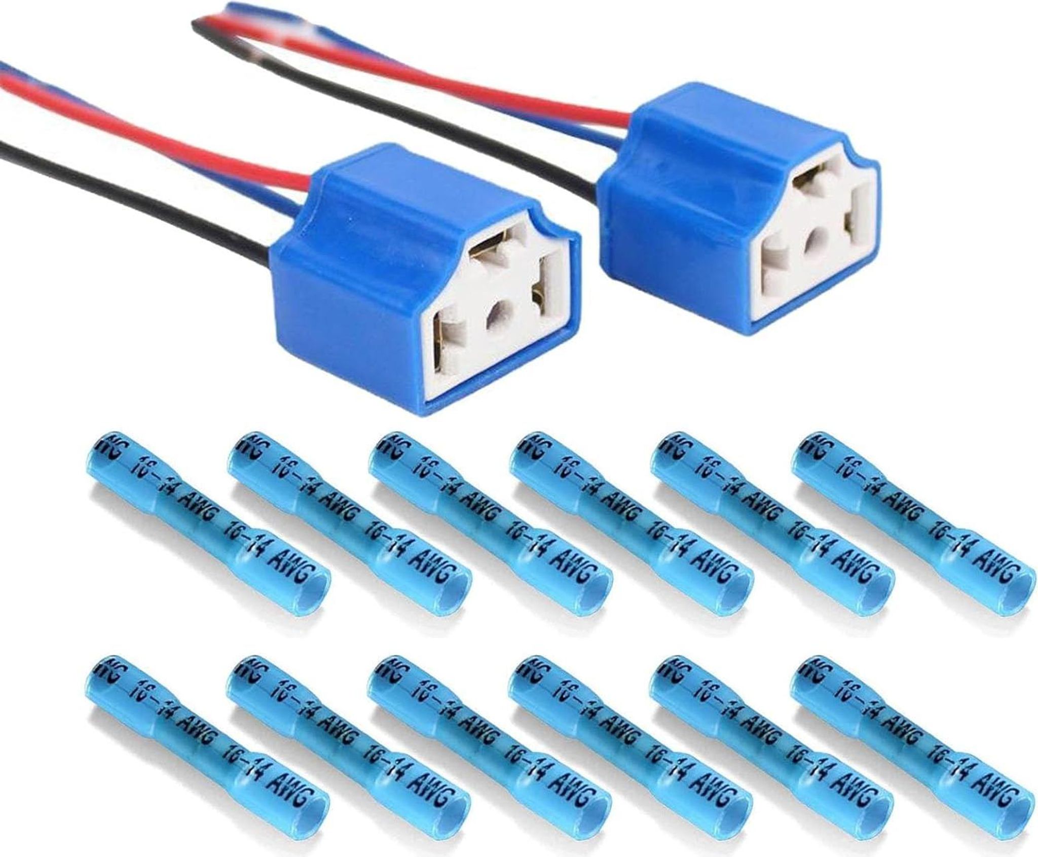 Igutrail 2 Stück H4 Stecker H4 Sockel Keramik 9003 Hb2 Kabelbaum H4 Auf 3 Pin Adapter Scheinwerfer Stecker Für Auto Lkw Boot Marine Scheinwerfer Nebelscheinwerfer Nachrüstung