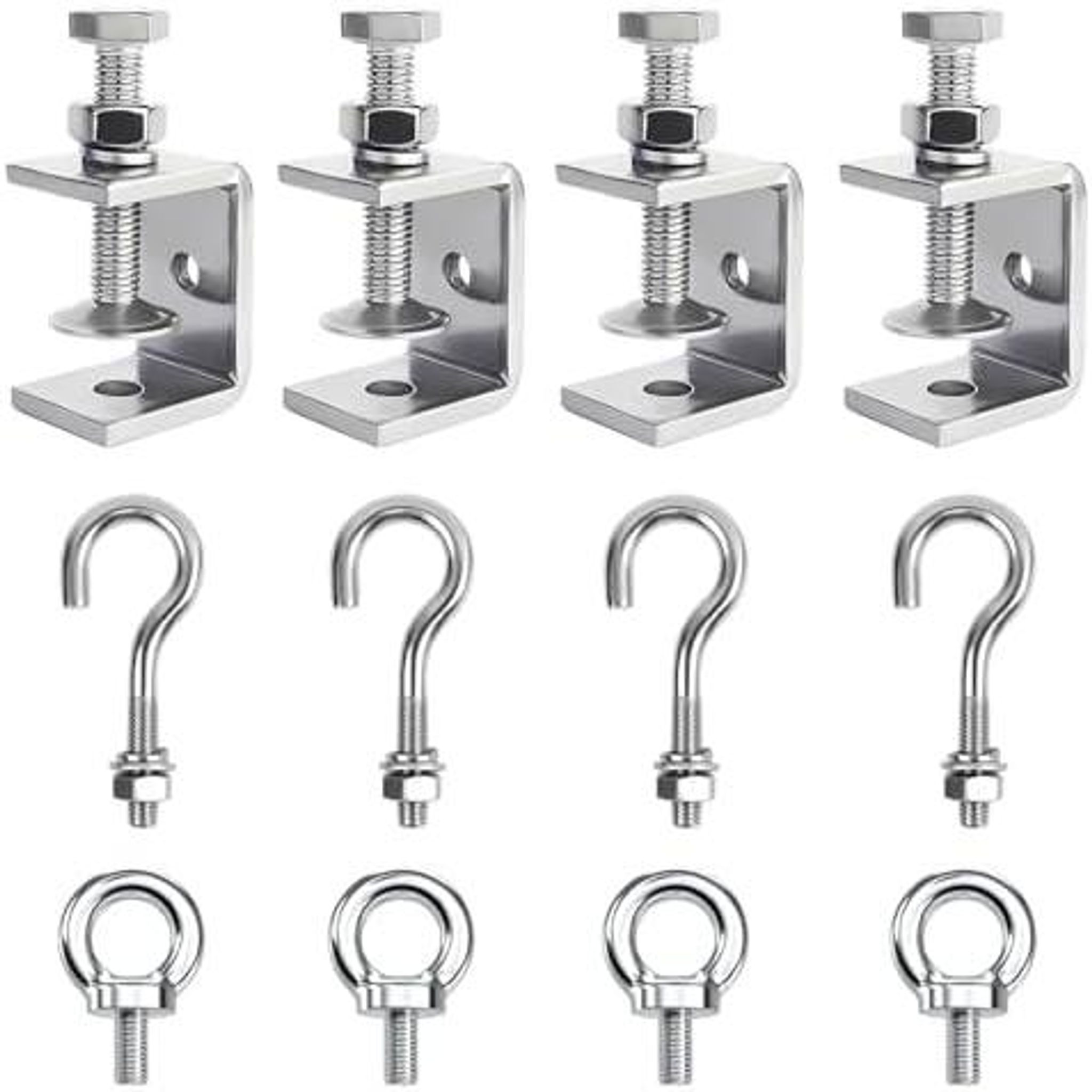 12 Teiliges Set C Klemme, Einstellbar Trägerklemme Edelstahl Klemmhalter Kieferöffnungen 30mm Schraubklemme Klemmbereich Ist 0-25mm Klemmhaken Mit Edelstahl Haken Und Ringschrauben