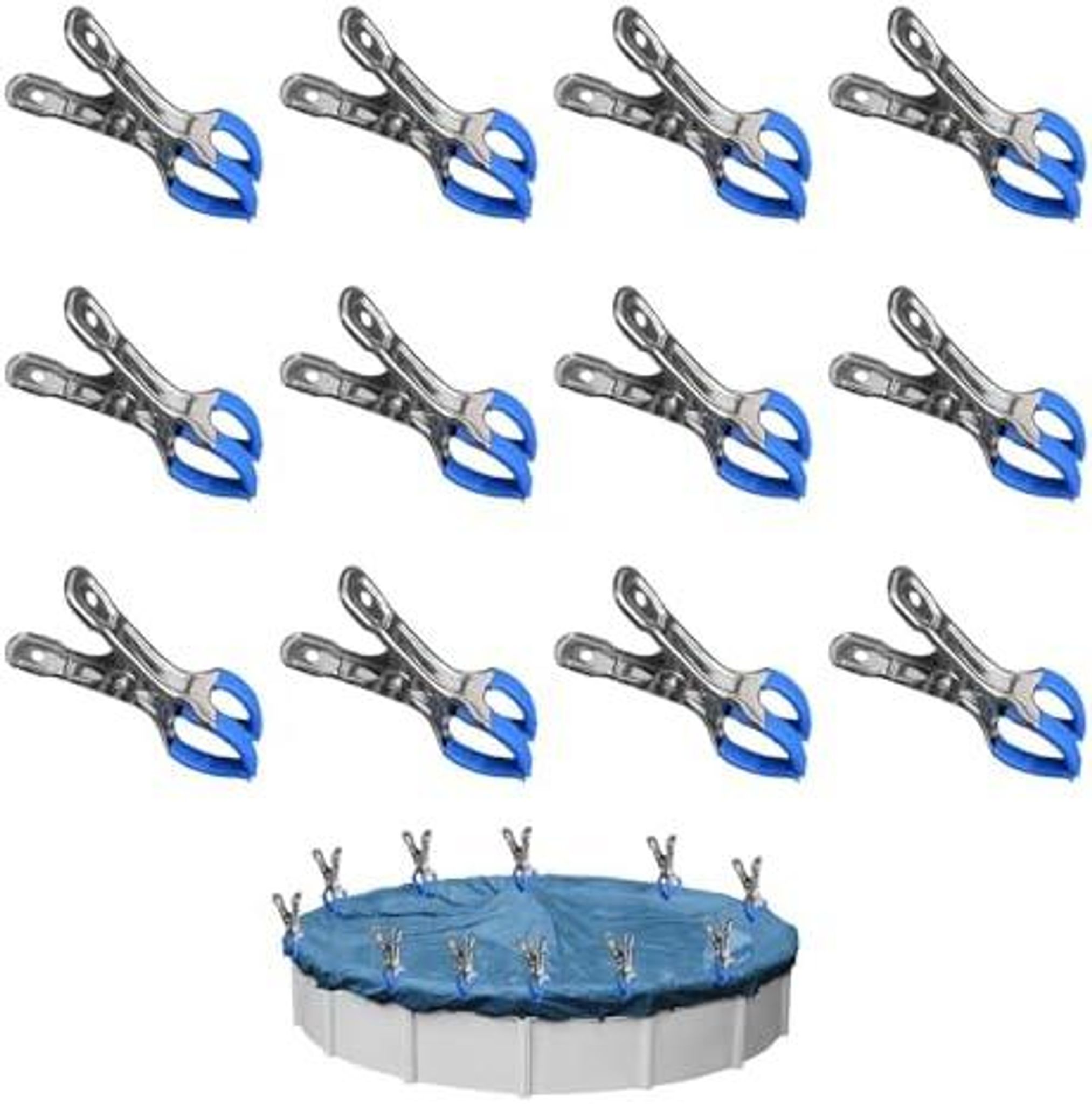 24 Stück Klammern Metall Für Poolabdeckung, Befestigungsklammern Mit Schutzfolie, Planenclips, Klemmzwingen Für Oberirdische Pools, Klemmzwingen Mit Starker Spannkraft Zum Fotografie Und Gewächshaus