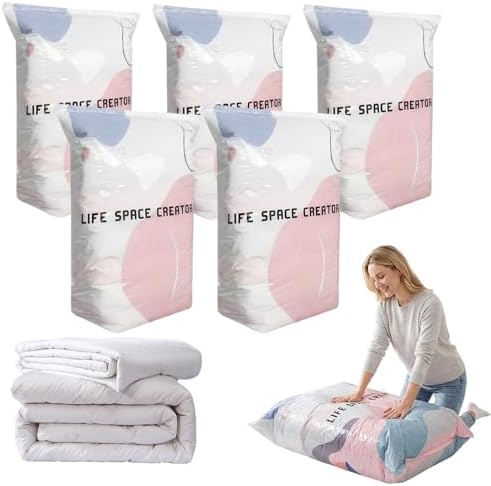 No-pump Large Vacuum Storage Compression Bags, 2026 New Vacuum Storage Bags, Luftdichte Kompressionsbeutel Für Kleidung Kissen Bettdecken Decke (5, 100x80x38cm)