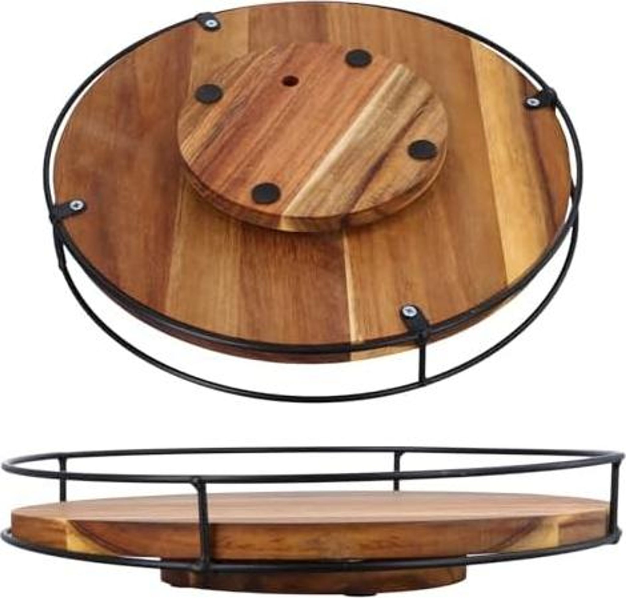 Drehteller Schrank Organizer Groß, Tablett Rund Gewürzregal Drehbar Holz 25cm, 360 Drehbarer Gewürzhalter Anti-rutsch, Drehplatte Küche Organizer Für Gewürze Kühlschrank Bad Kommode (30cm)