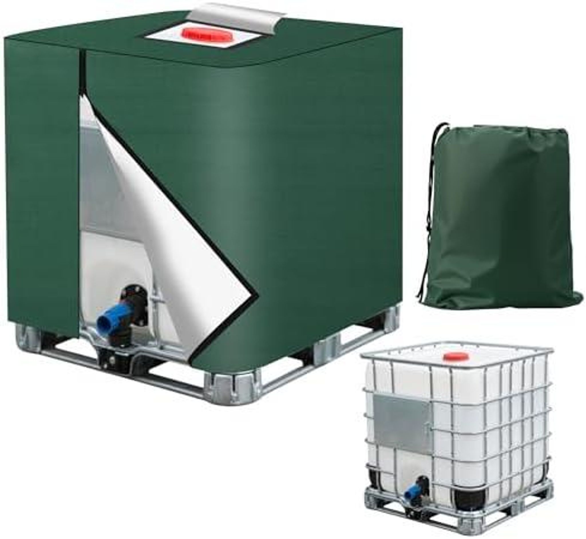Ibc Tank Abdeckung1000l,420d Ibc Container Abdeckung,ibc Abdeckung 1000l – Uv-schutzplane , Wetterfest & Staubdicht Mit Aufbewahrungstasche ( 120x100x116 Cm) (grün)