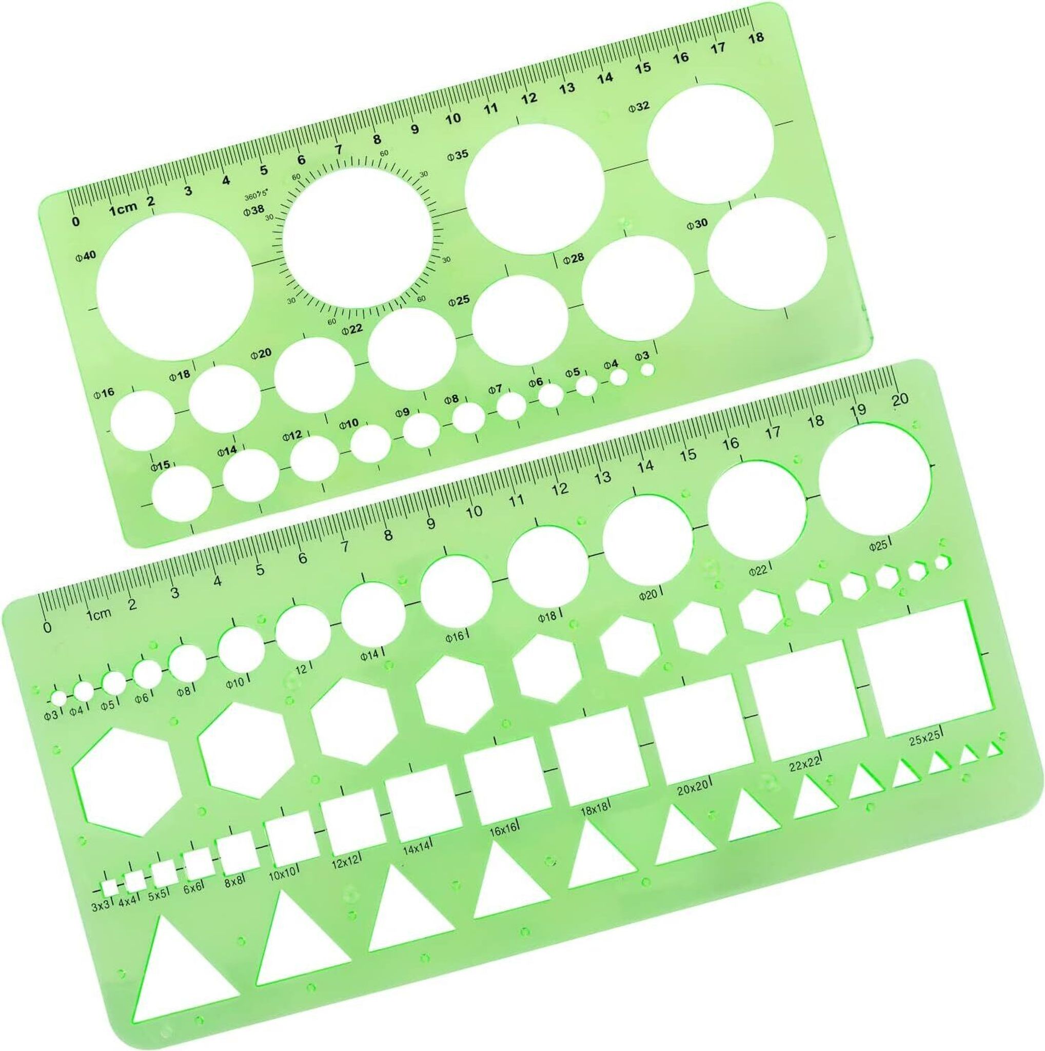 2 Stück Kreis Schablone Vorlage, Geometrische Schablonen, Quilling Schablone Kreisschablone Zum Zeichnen Kreis Lineal Zum Malen Für Zeichenhilfen Büro Und Schule (grün)