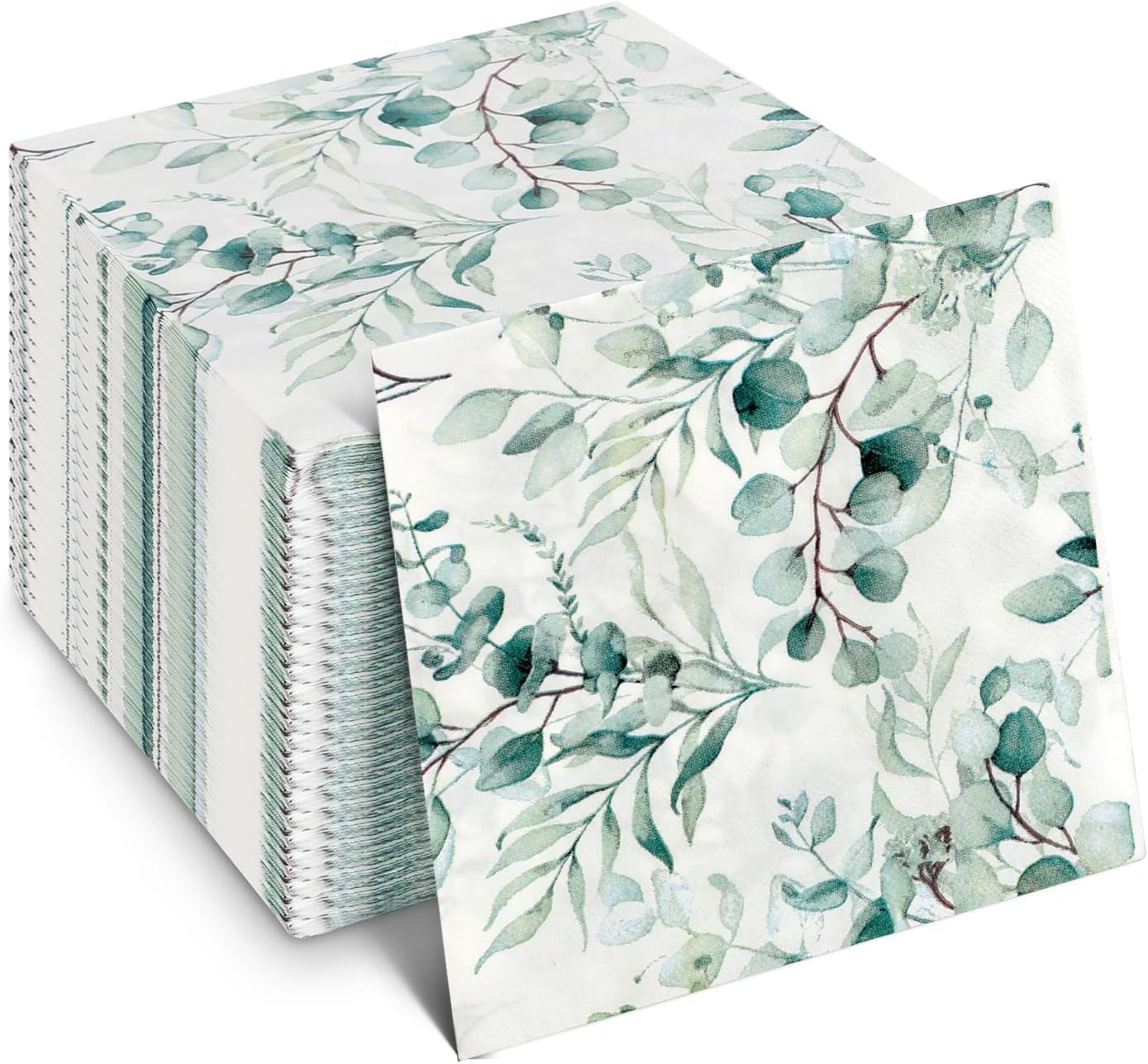 Servietten Eukalyptus 80 Stück, Servietten Grün Salbeigrün Für Hochzeit Sommer Sommerparty Taufe, Hochzeitsservietten Für Baby Party Tisch Dekorationen, Papierservietten Einweg Napkins