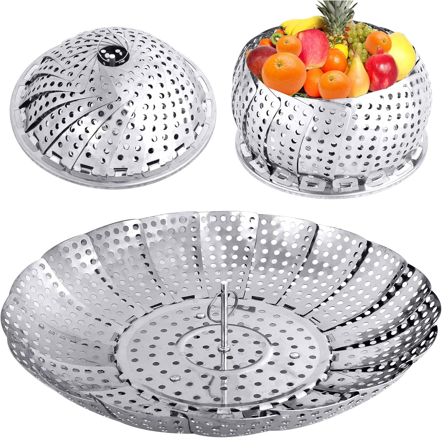 Zusammenklappbarer Dampfkorb Für Gemüse, Dampfkorbeinsatz Aus Metall Und Edelstahl, Zusammenklappbare Dampfkörbe Zum Kochen Von Speisen, Erweiterbar, Passend Für Töpfe Verschiedener Größen (15 Bis 25