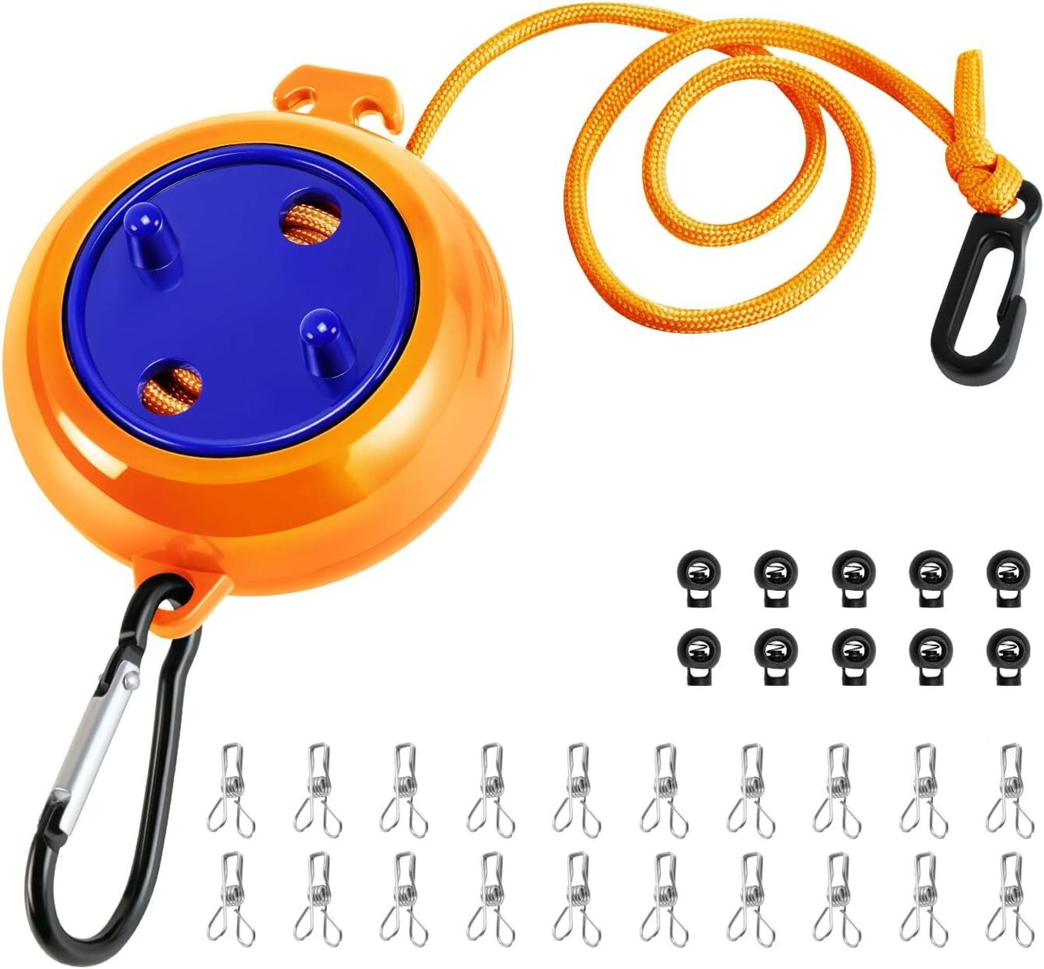 Wäscheleine Ausziehbar 10m Camping Tragbar Reise Outdoor Orange Hochwertig Praktisch Langlebig Für Küche Haushalt Praktisch