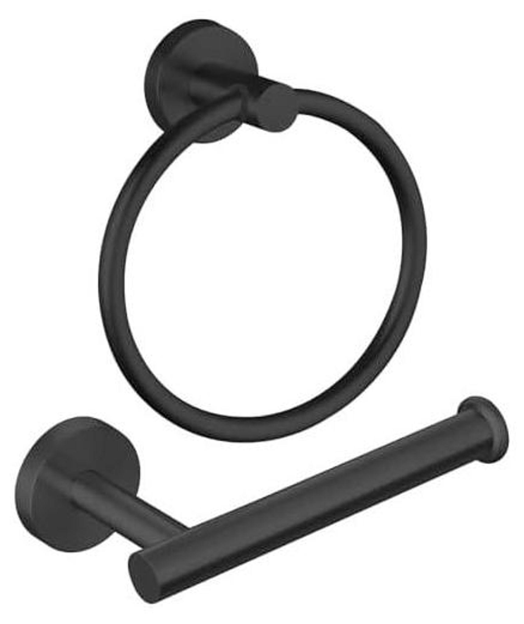Handtuchring & Toilettenpapierhalter, 2-teiliges Badezimmer-hardware-set, Edelstahl Sus304, Handtuchhalter & Toilettenpapierhalter, Stabiles Badezimmerzubehör Für Zuhause Oder Küche, Schwarz