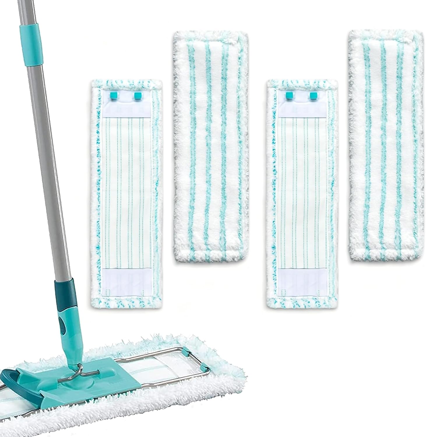 Lot De 4 Serpillières De Rechange Compatibles Avec Leifheit Profi Xl Micro Duo Et Cotton Plus - Housse De Balai 42 Cm En Microfibre Pour Carrelage, Parquet, Stratifié - 47 X 16,5 Cm