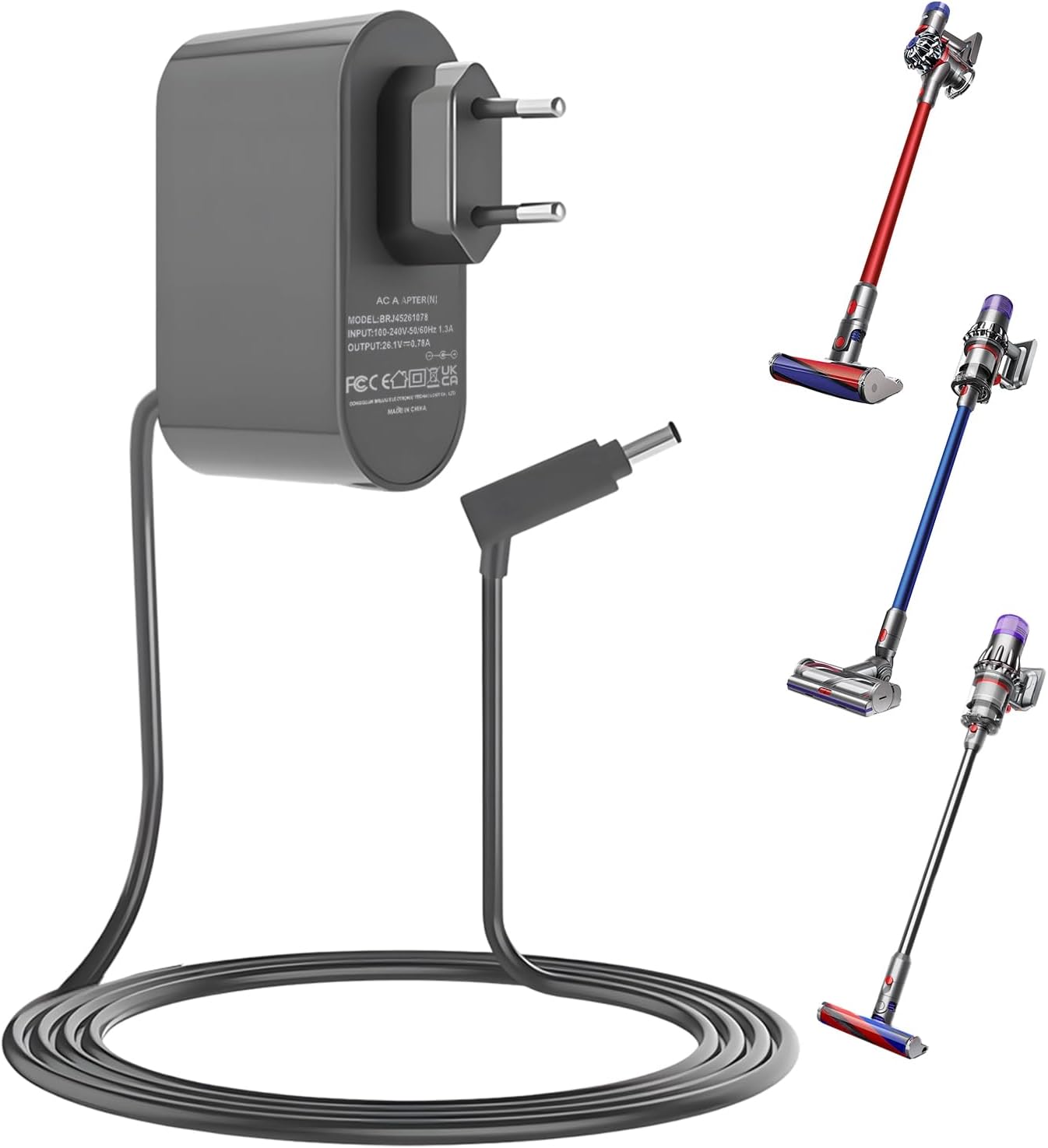 26.1v Chargeur Pour Dyson V8 V7 V6 Animal Absolute Motorhead Fluffy Extra Alimentation Adaptateur Pour Dyson Aspirateur Sv03 Sv04 Sv05 Sv06 Sv07 Sv09 Sv10 Dc58 Dc59 Dc60 Dc61 Dc62 Dc72 Dc74, 1.8m