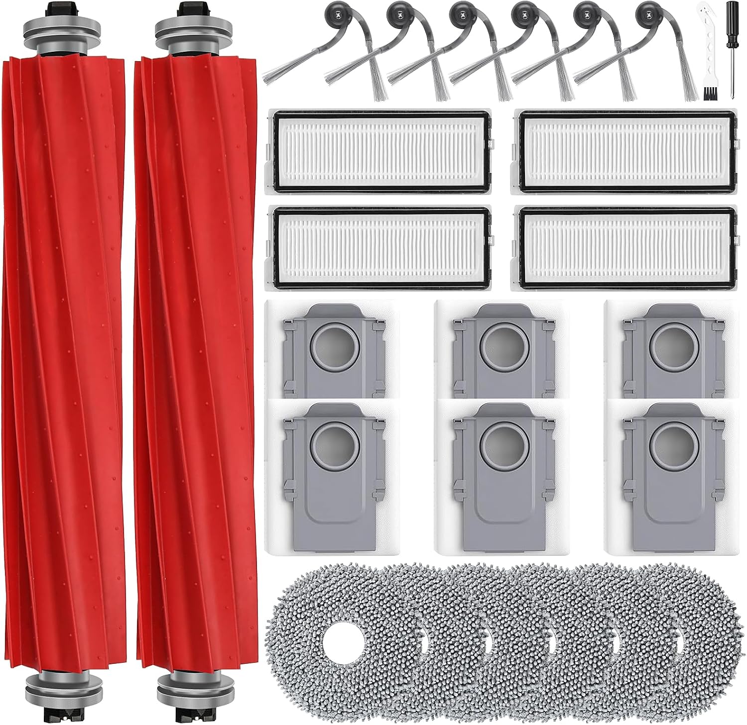26 Accessoires Pour Roborock Qv 35a/qv 35s/qr 798/qr 598 Aspirateur Robot 6 Sacs À Poussière 6 Serpillières 6 Brosse Latérale 4 Filtre Hepa 2 Brosse Principale