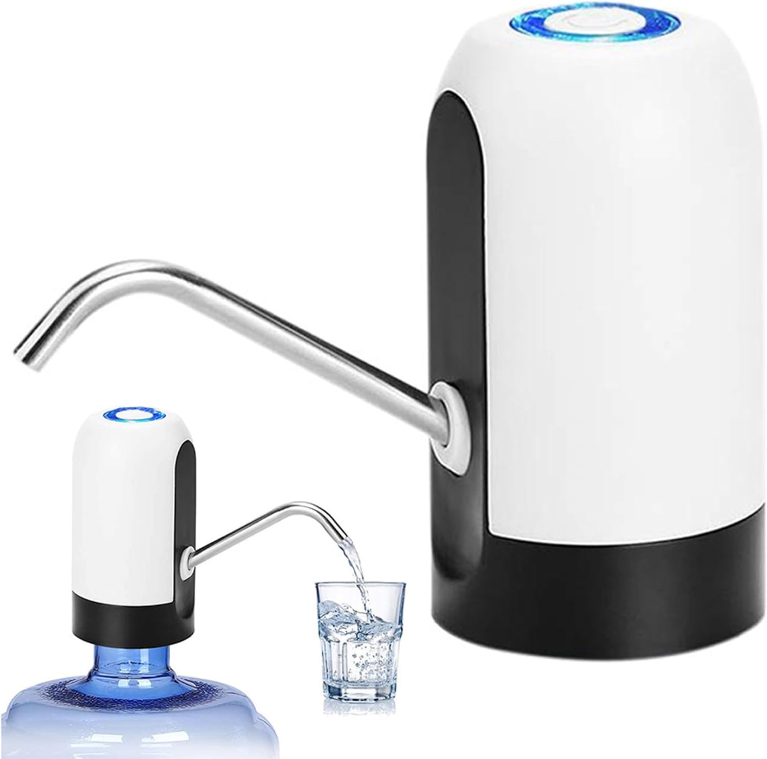 Pompe À Eau Électrique Usb Avec Led – Distributeur Automatique Universel – Bouton Tactile, Tube Inox & Silicone, Rechargeable 1200mah – Idéal Maison, Bureau, Camping