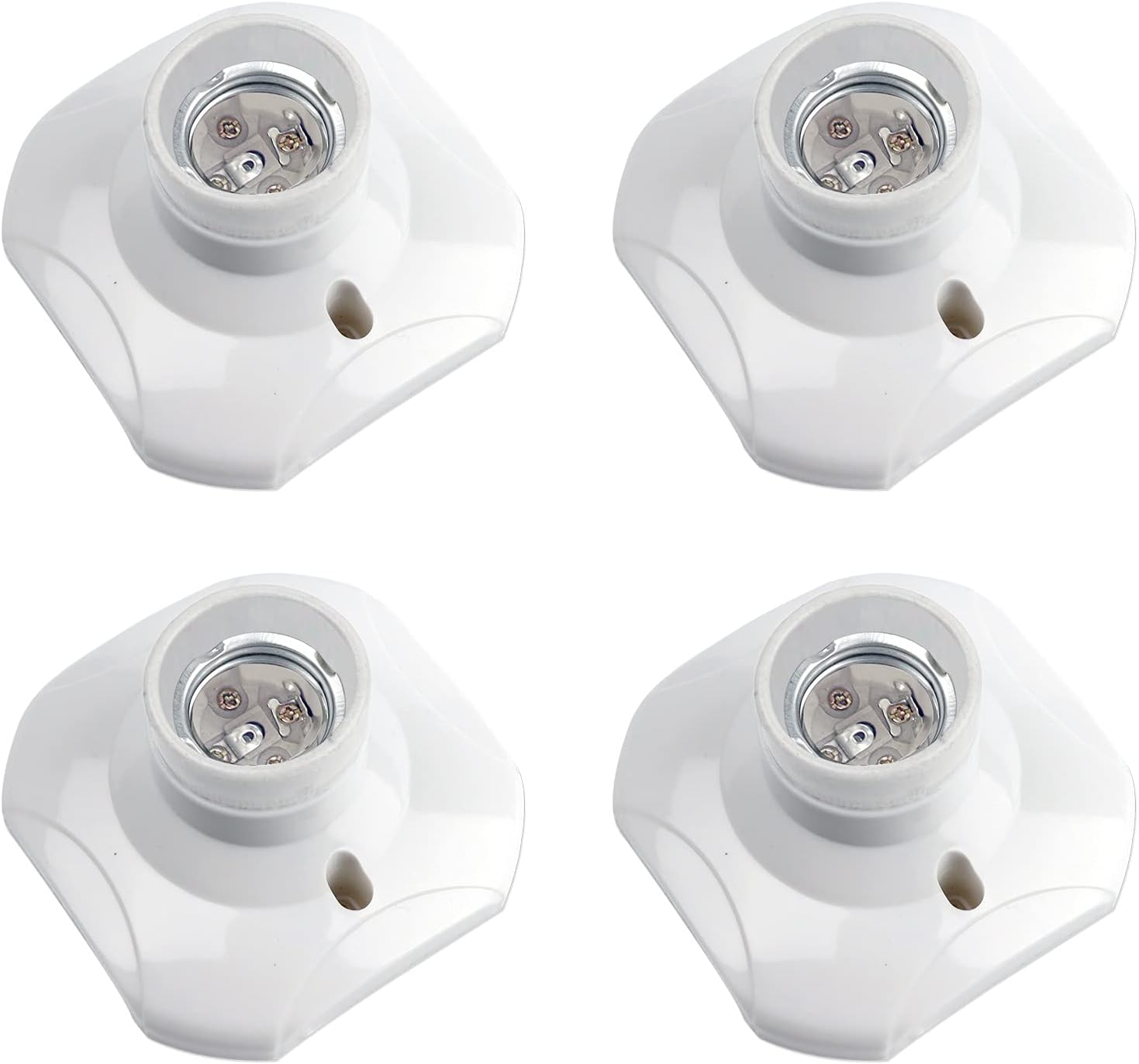 Douille De Plafonnier E27 À Vis, Douille Murale/murale Avec Culot E27, Ac 230 V, Porte Lampe Carrée Blanche, Base Support Plastique Pour Lampe De Garage Plafond, Lot De 4