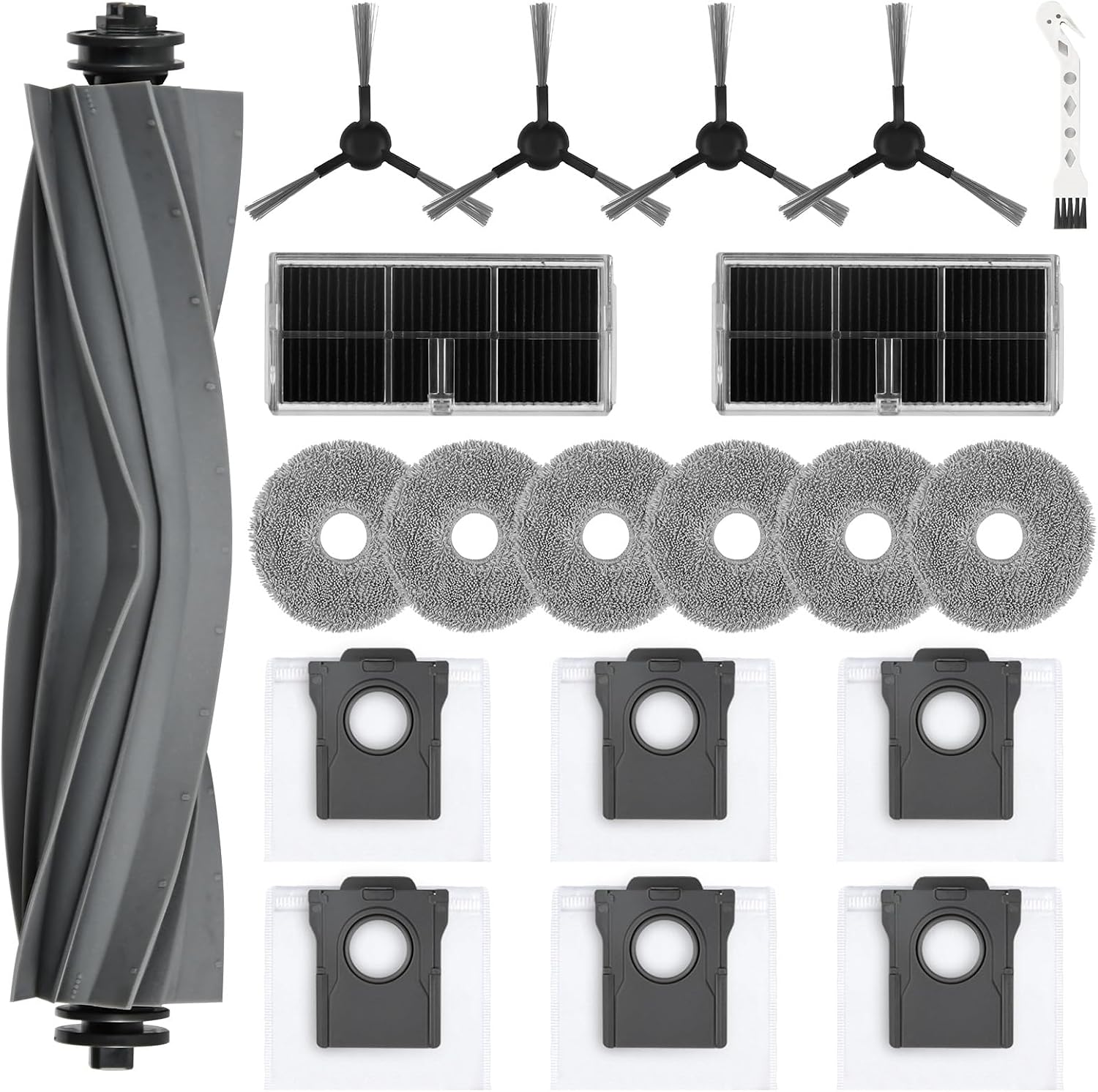 20 Accessoires Pour Robot Aspirateur Dreame L10s Ultra Gen2/l40 Ultra Ae(a) Pour Dreame L10s Pro Ultra Heat / Mova E30 Ultra, 1 Brosse Principale, 6 Sacs, 6 Serpillière, 2 Filtres, 4 Brosses Latérale