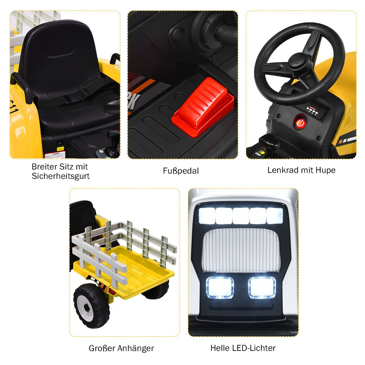 12v Kinder-trettraktor Mit Anhänger Und Fernbedienung