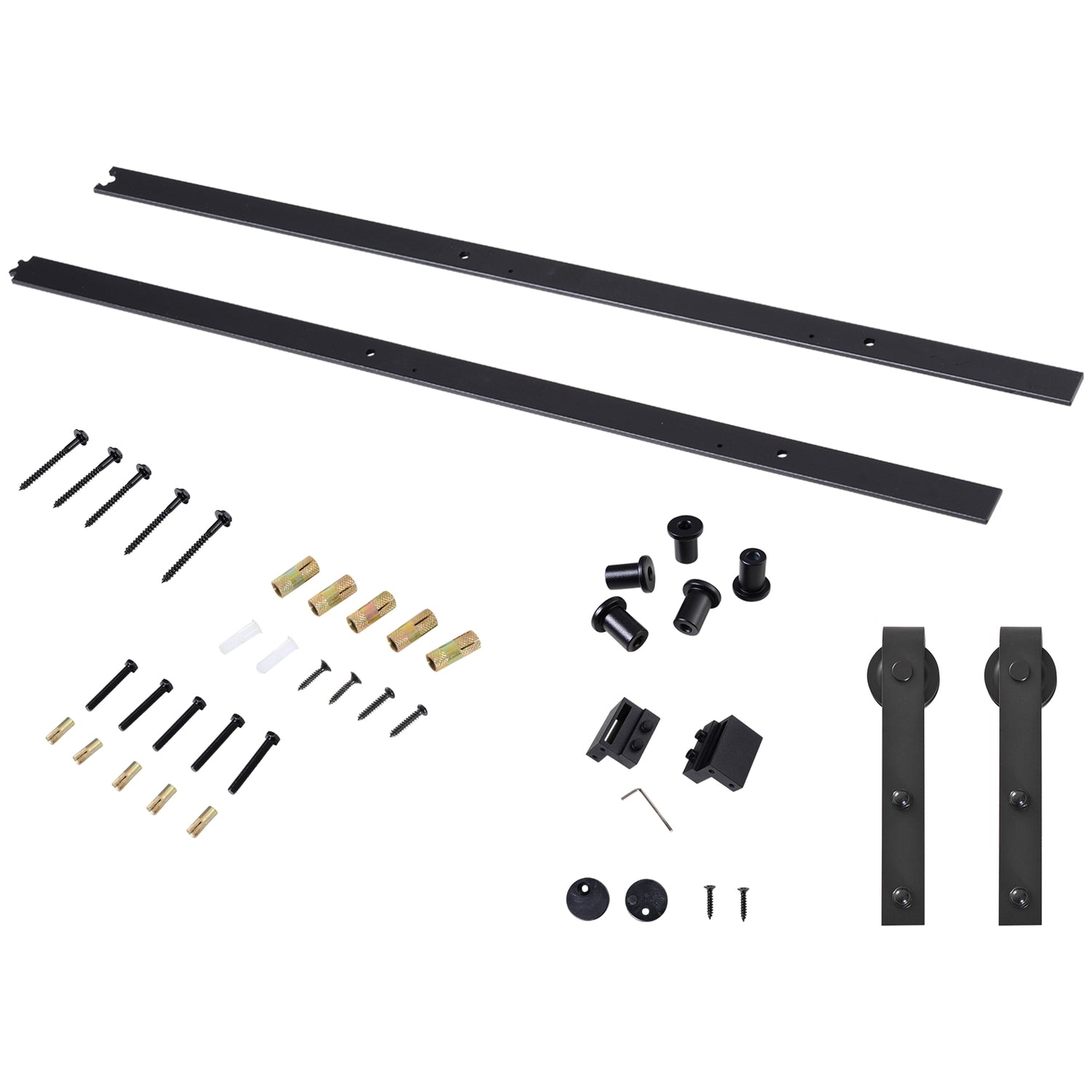 Schiebeturen Beschlagsatz 200 Cm Komplett Set Mit Schienen Rollen Schienenstopper Bodenblock Set Turschrauben Schiebetursystem Aus Kohlenstoffstahl Schwarz 235837728