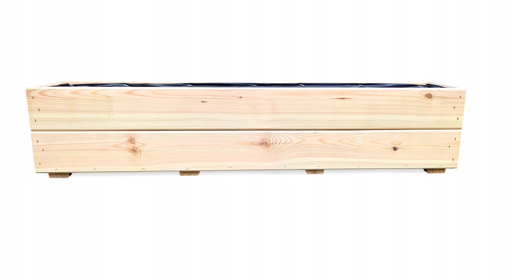 Blumentopf Für Balkon Oder Fensterbank, Aus Holz, Rechteckig, Naturbelassen, 90x18 Cm, Durchmesser 27 Cm
