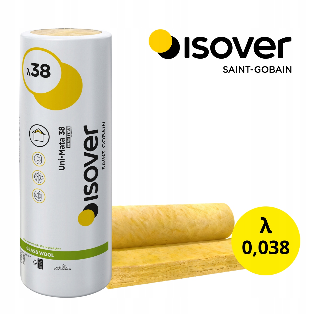 Isover Uni-mata Mineralwolle 38 G 20 Cm 200 Mm Rolle - 4,56 M²