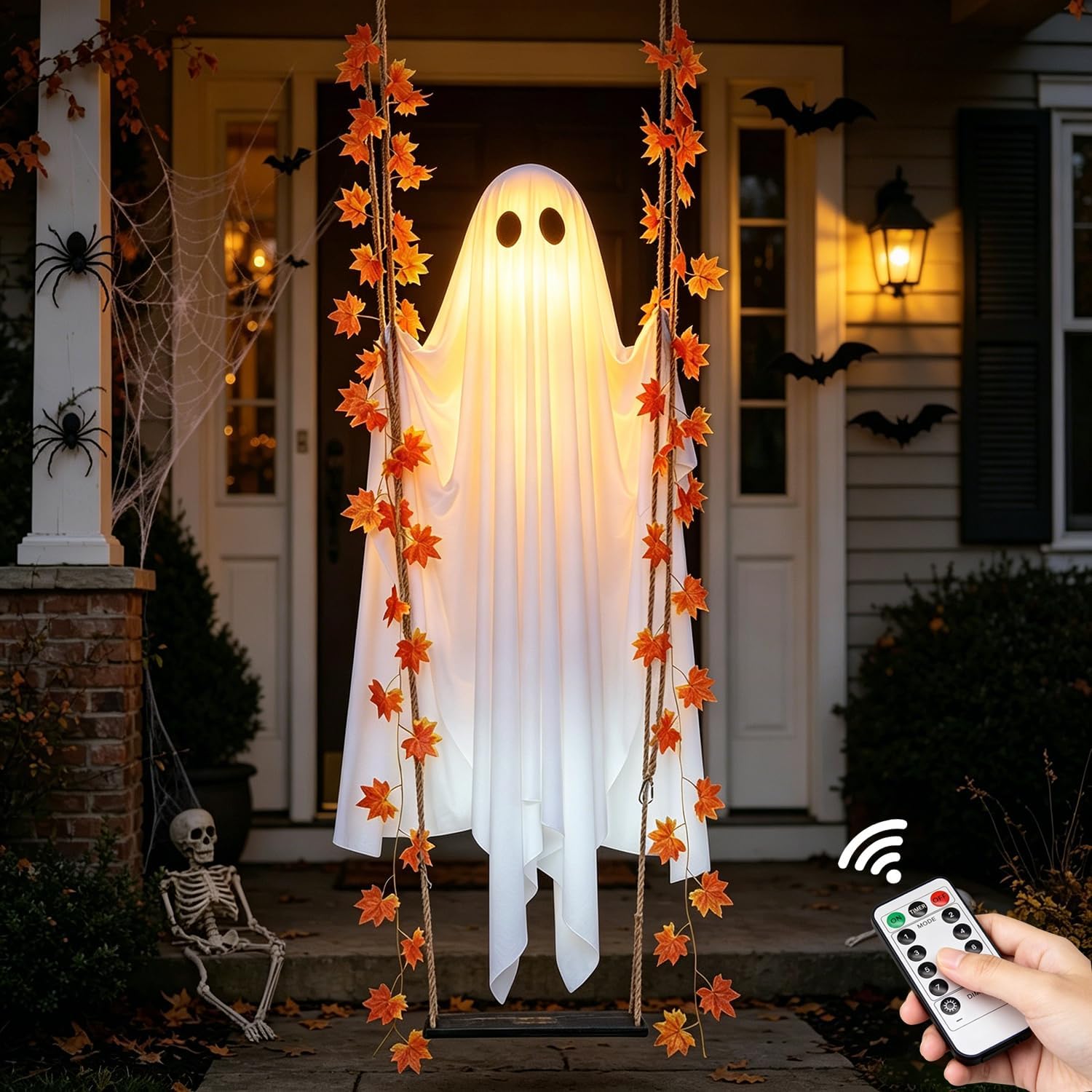 Décoration D'Halloween Fantôme Suspendu Sur Une Balançoire - Décorations D'Halloween Extérieures Avec Fantôme Sur Une Balançoire Pour Jardin, Cour, Porche, Arbre, 134 Cm, Grande, Effrayante Et Mignonn