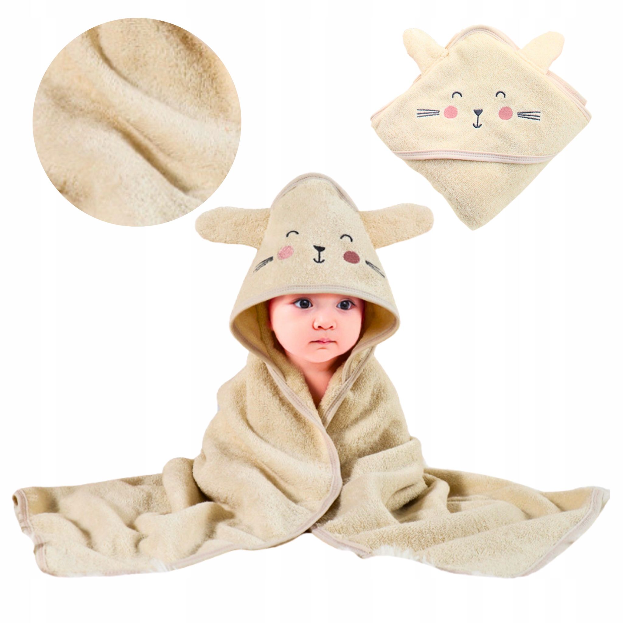Kapuzenbadetuch 90x90 Für Kinder, Baumwollponcho