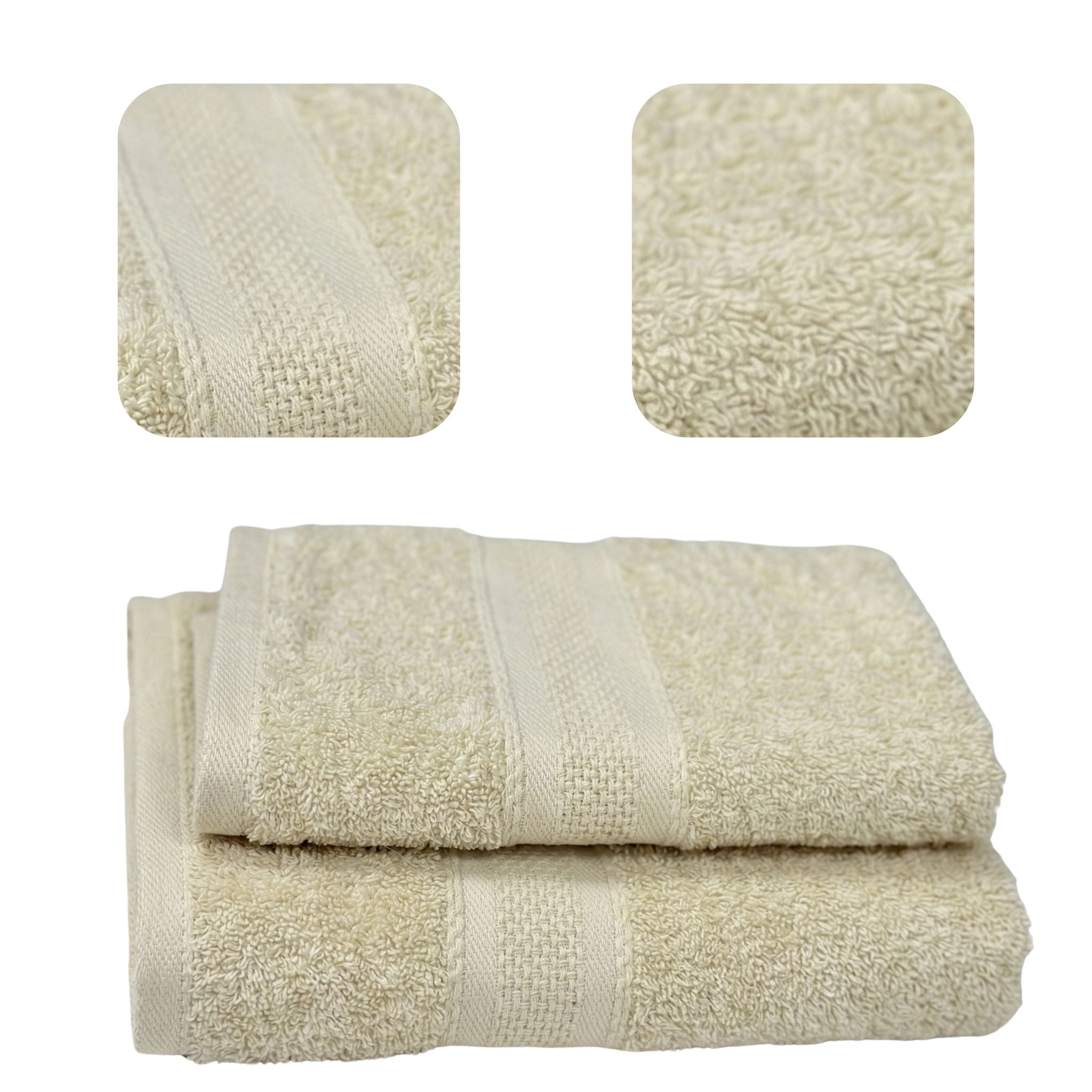 Set Mit 2 Badetüchern, 100 % Baumwolle, Beige, 70 X 140 Cm Und 50 X 90 Cm