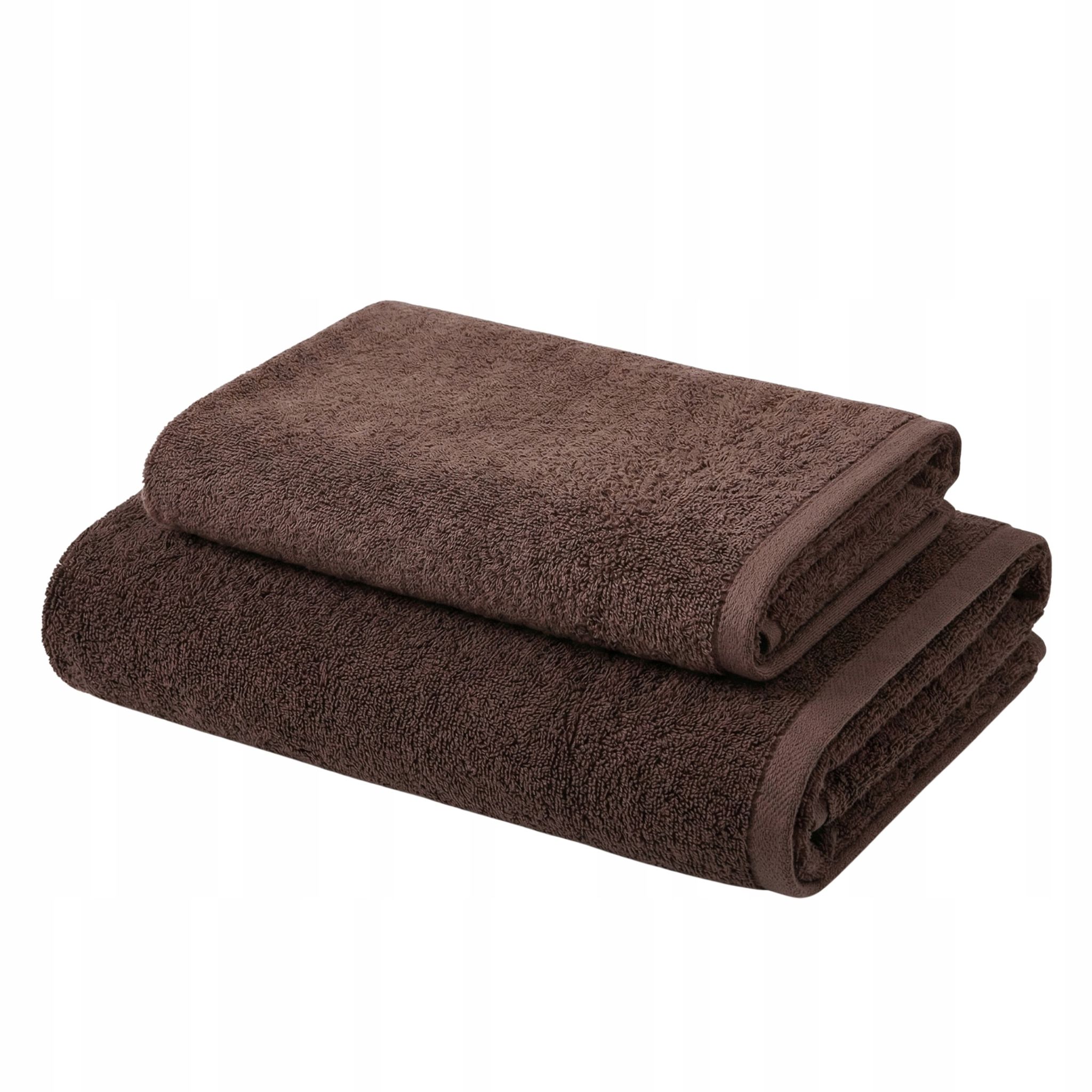 Set Mit 2 Badetüchern, 100 % Baumwolle, Braun, 70 X 140 Cm Und 50 X 90 Cm