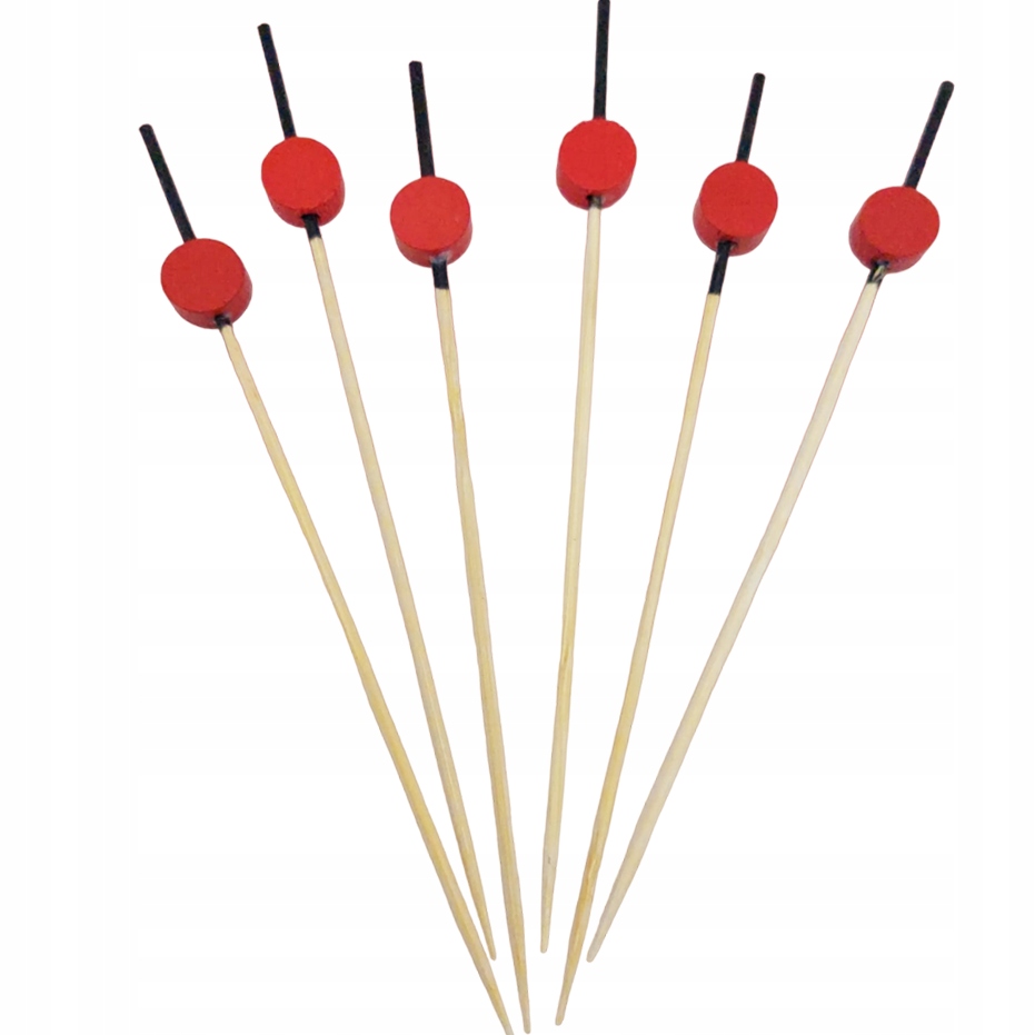 Bambus-bankett-zahnstocher „roter Kreis“, 12 Cm, 100 Stück