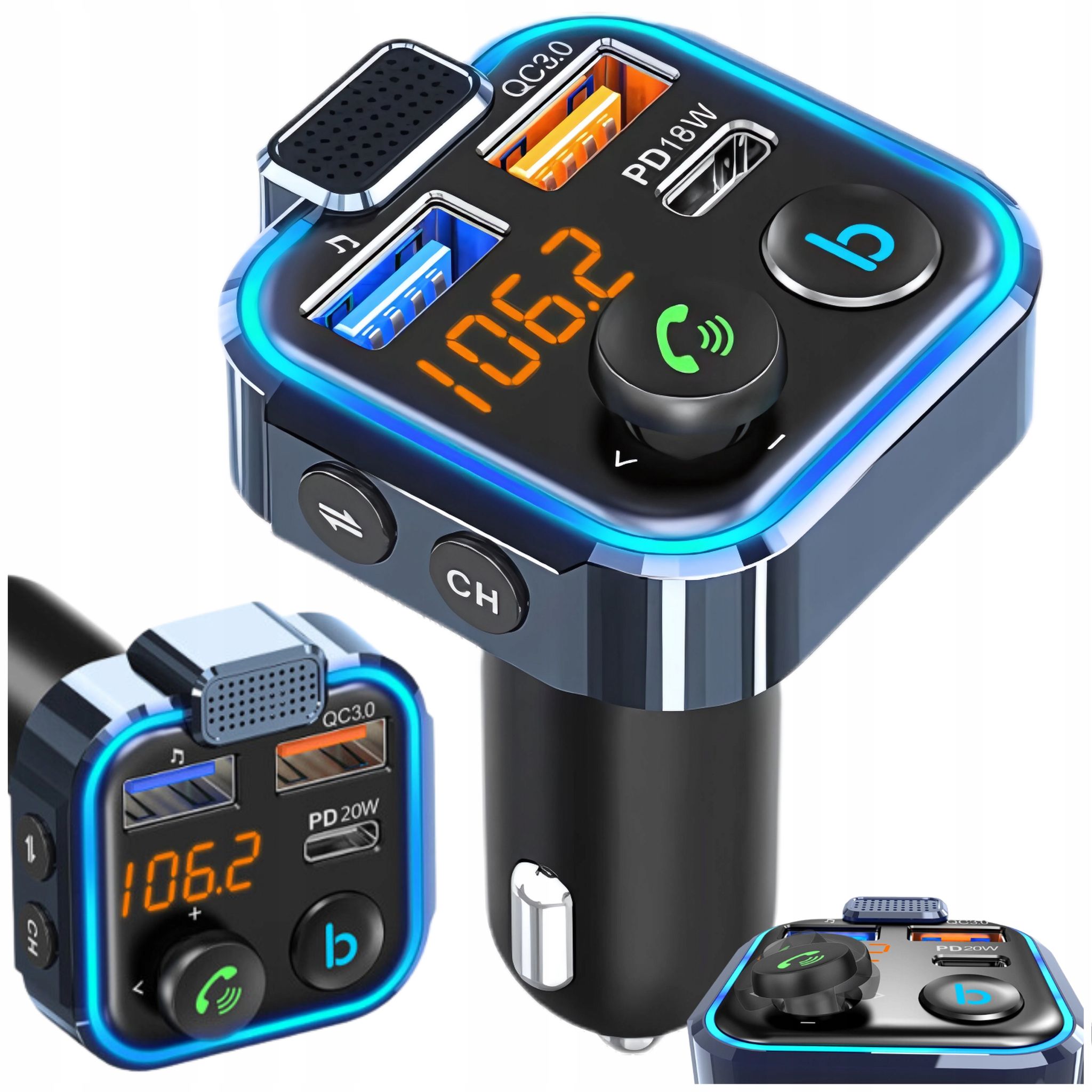 Bluetooth-auto-transmitter Mp3-freisprecheinrichtung Fm-ladegerät