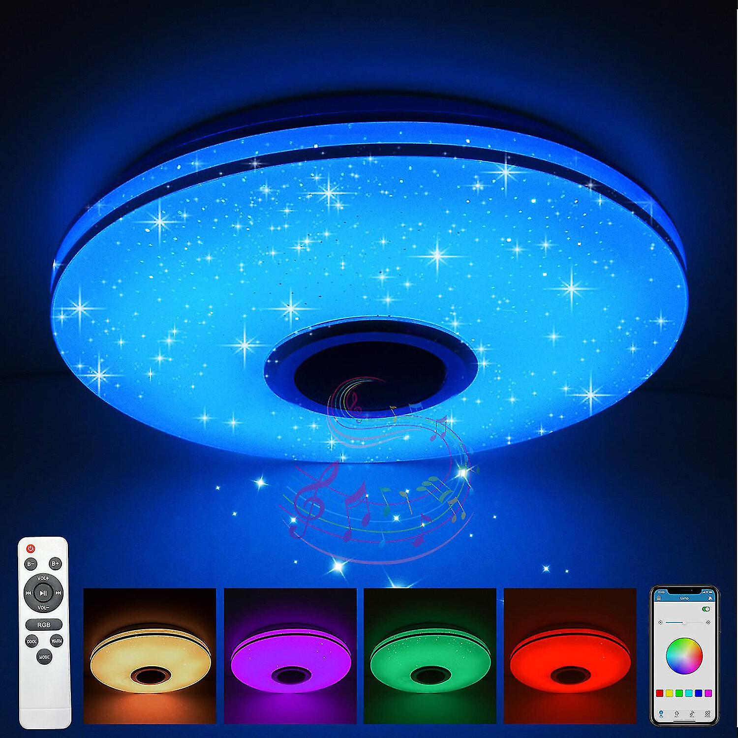 Led Taklampa Dimbar Rgb Färgskiftande Med Bluetooth-högtalare, Led Lampa For Kök, Barnrum, Sovrum, Vardagsrum 30cm