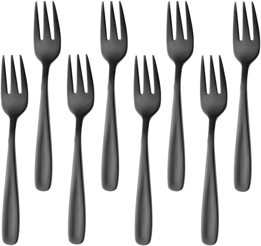 Fourchettes À Gâteaux Et Petits Desserts En Acier Inoxydable Noir, Lot De 8.