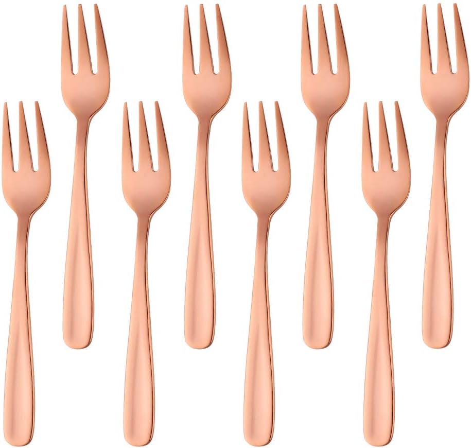Fourchettes À Gâteaux Et Desserts En Acier Inoxydable Doré Rose (lot De 8)