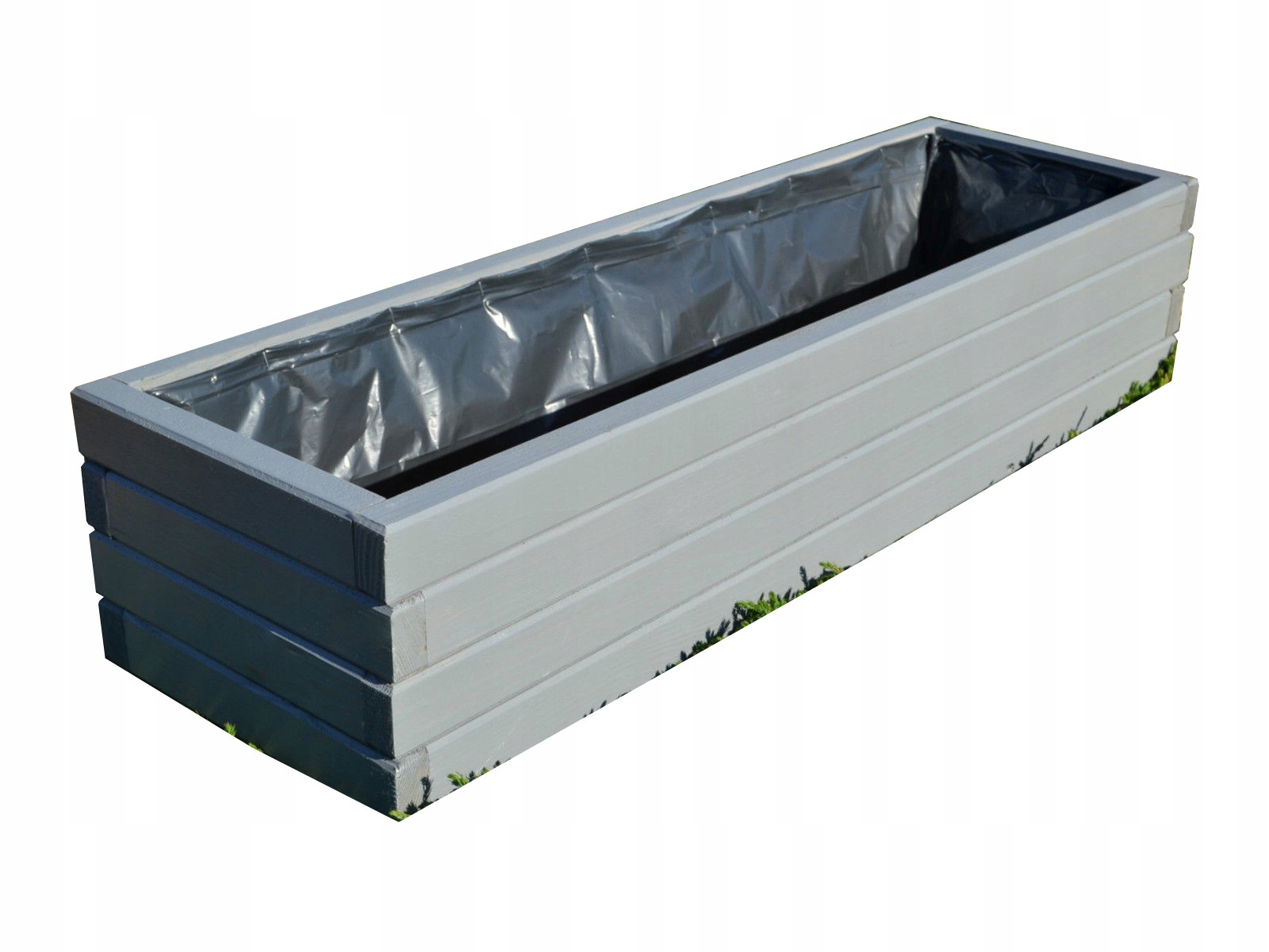 Rechteckiger Holzblumentopf D2 Grau 100 Cm