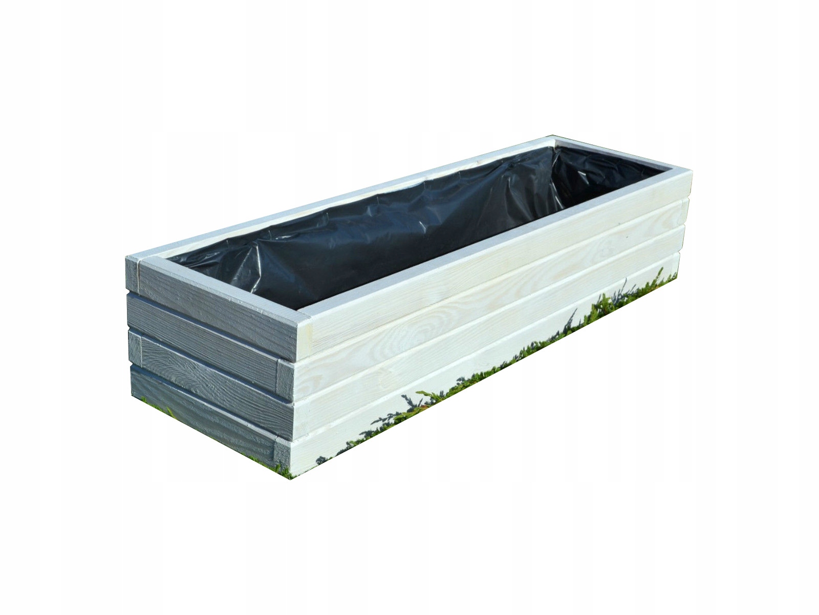 Rechteckiger Holzblumentopf D2 Weiß 60 Cm