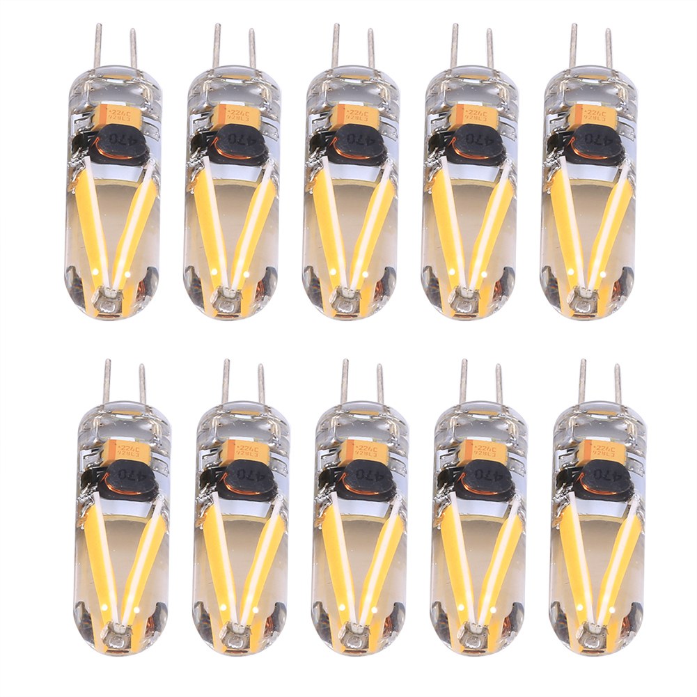 Lot De 10 Ampoules Led G4 Blanc Chaud Brillant Ac/dc 12v 1,5w