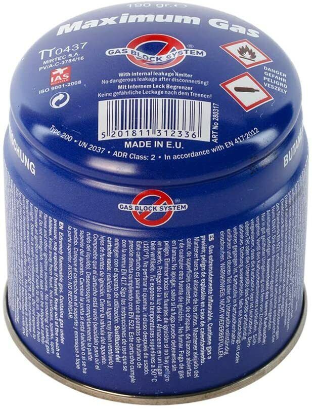 4x Gaskartusche 190g Butan Propan Maximale Gasmenge